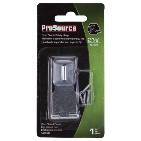 Prosource Safety Hasp, 2-1/2 in L, 2-1/2 in W, Steel, Zinc, 9/32 in Dia Shackle, Fixed Staple - LR-120-BC3L-PS