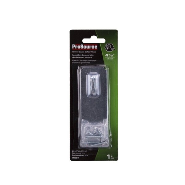 Prosource Safety Hasp, 4-1/2 in L, 4-1/2 in W, Steel, Zinc, 3/8 in Dia Shackle, Swivel Staple - LR-126-BC3L-PS