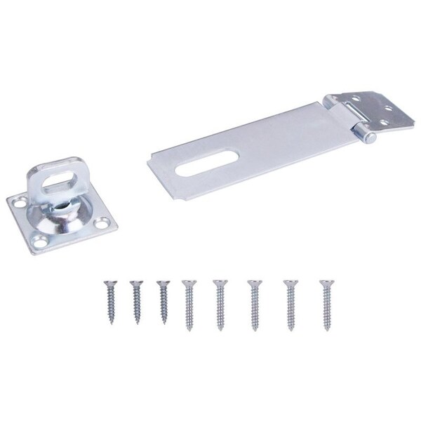 Prosource Safety Hasp, 4-1/2 in L, 4-1/2 in W, Steel, Zinc, 3/8 in Dia Shackle, Swivel Staple - LR-126-BC3L-PS