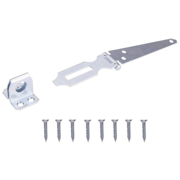 Prosource Safety Hasp, 4-1/2 in L, Steel, Zinc, 7/16 in Dia Shackle, Fixed Staple - LR-134-BC-PS