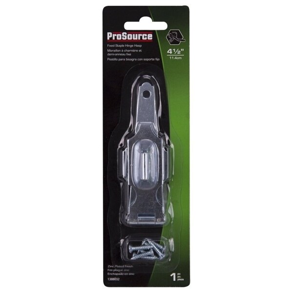 Prosource Safety Hasp, 4-1/2 in L, Steel, Zinc, 7/16 in Dia Shackle, Fixed Staple - LR-134-BC-PS