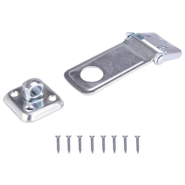 Prosource Safety Hasp, 3-1/2 in L, 3-1/2 in W, Steel, Zinc, 3/8 in Dia Shackle, Swivel Staple - BH-706ZP3L-PS