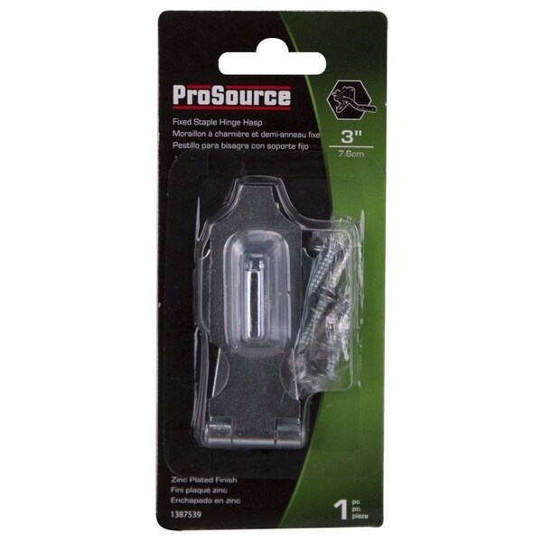 Prosource Safety Hasp, 3 in L, Steel, Zinc, 7/16 in Dia Shackle, Fixed Staple - LR-133-BC3L-PS