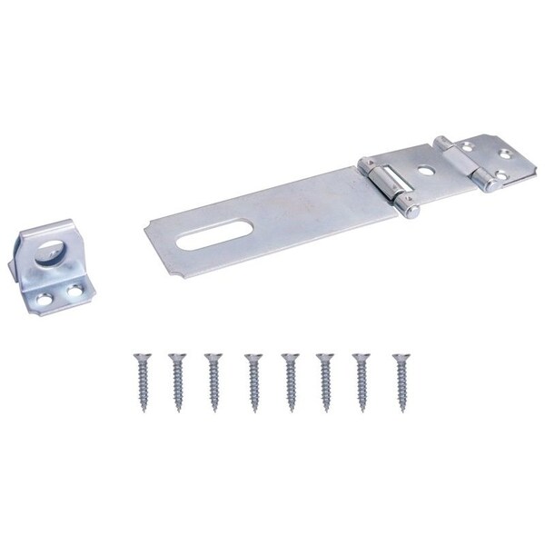 Prosource Safety Hasp, 4-1/2 in L, 4-1/2 in W, Steel, Zinc, 7/16 in Dia Shackle, Fixed Staple - LR-122-BC3L-PS