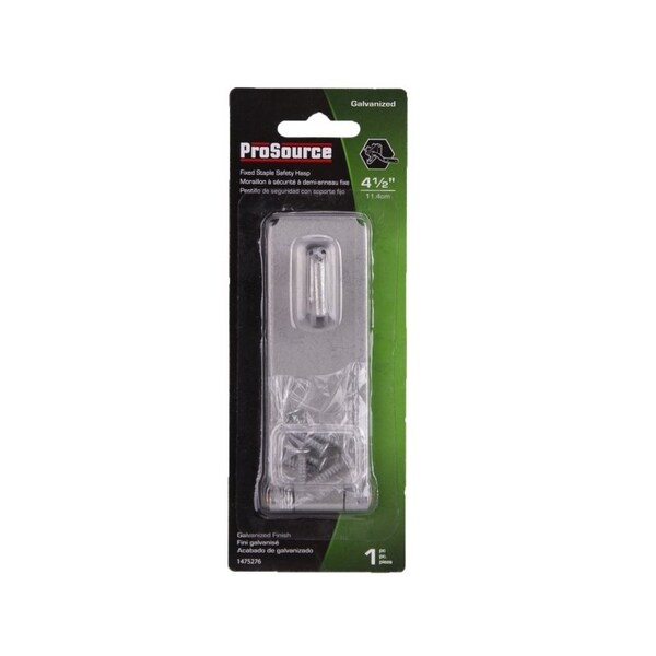 Prosource Safety Hasp, 4-1/2 in L, 4-1/2 in W, Steel, Galvanized, 7/16 in Dia Shackle, Fixed Staple - LR-132-BC3L-PS