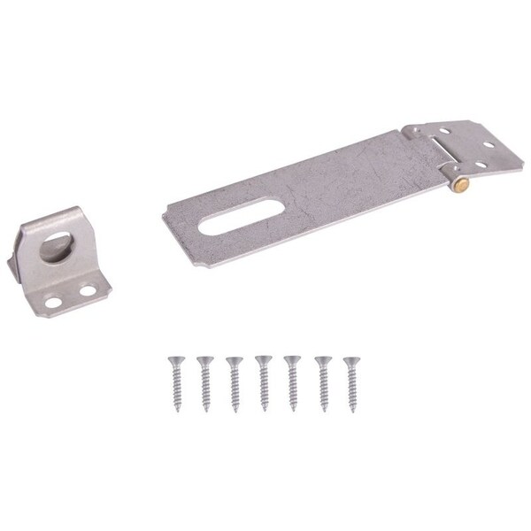 Prosource Safety Hasp, 4-1/2 in L, 4-1/2 in W, Steel, Galvanized, 7/16 in Dia Shackle, Fixed Staple - LR-132-BC3L-PS