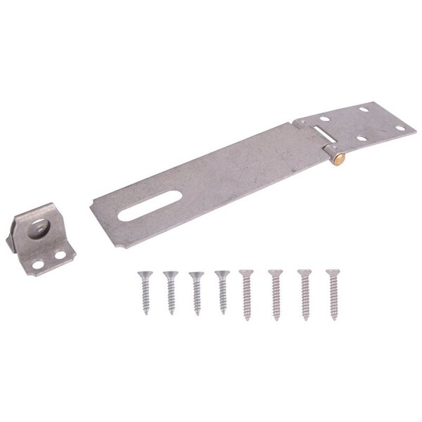 Prosource Safety Hasp, 6 in L, 6 in W, Steel, Galvanized, 7/16 in Dia Shackle, Fixed Staple - LR-1326-BC3L-PS
