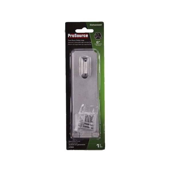 Prosource Safety Hasp, 6 in L, 6 in W, Steel, Galvanized, 7/16 in Dia Shackle, Fixed Staple - LR-1326-BC3L-PS