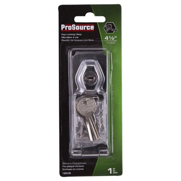 Prosource Safety Hasp, 4-1/2 in L, 4-1/2 in W, Steel, Chrome - 807356-BC3L-PS