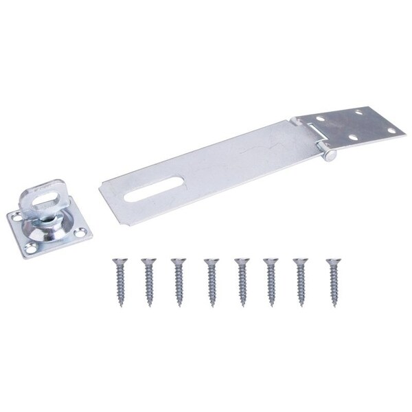 Prosource Safety Hasp, 6 in L, 6 in W, Steel, Zinc, 3/8 in Dia Shackle, Swivel Staple - LR-127-BC3L-PS