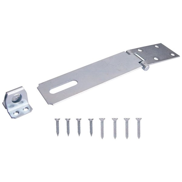 Prosource Safety Hasp, 6 in L, 6 in W, Steel, Zinc, 7/16 in Dia Shackle, Fixed Staple - LR-128-BC3L-PS