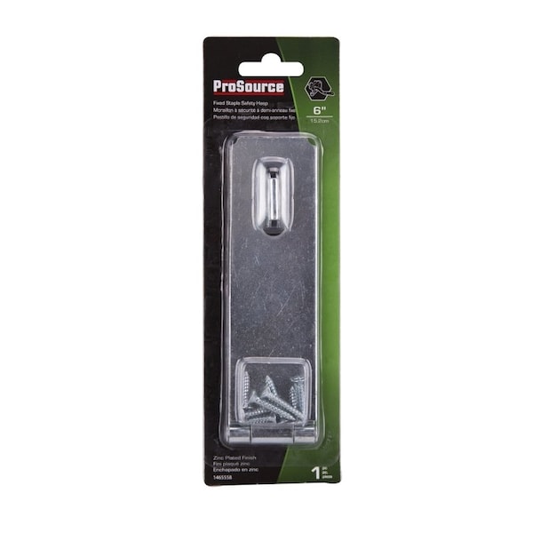 Prosource Safety Hasp, 6 in L, 6 in W, Steel, Zinc, 7/16 in Dia Shackle, Fixed Staple - LR-128-BC3L-PS