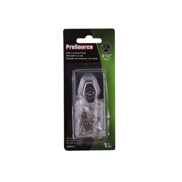 Prosource Safety Hasp, 3-1/2 in L, 3-1/2 in W, Steel, Chrome - 807355-BC3L-PS