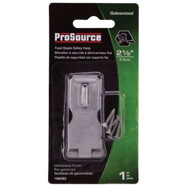 Prosource Safety Hasp, 2-1/2 in L, 2-1/2 in W, Steel, Galvanized, 9/32 Dia Shackle, Fixed Staple - LR-130-BC3L-PS