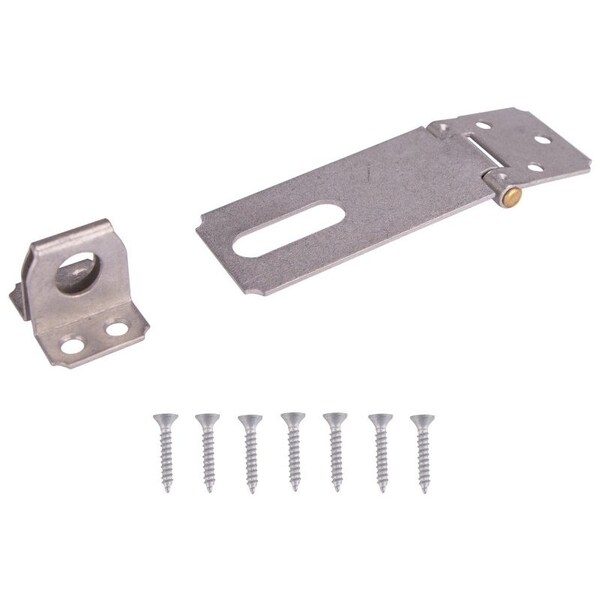 Prosource Safety Hasp, 3-1/2 in L, 3-1/2 in W, Steel, Galvanized, 7/16 in Dia Shackle, Fixed Staple - LR-131-BC3L-PS
