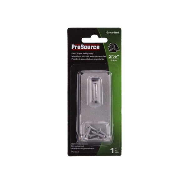 Prosource Safety Hasp, 3-1/2 in L, 3-1/2 in W, Steel, Galvanized, 7/16 in Dia Shackle, Fixed Staple - LR-131-BC3L-PS