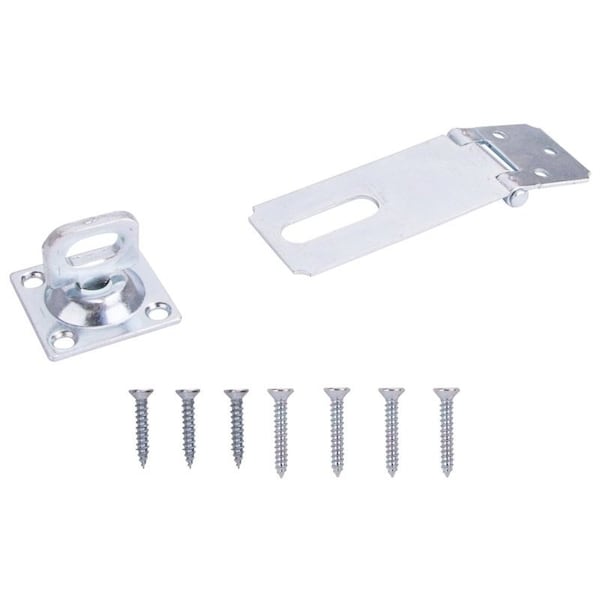Prosource Safety Hasp, 3-1/2 in L, 3-1/2 in W, Steel, Zinc, 3/8 in Dia Shackle, Swivel Staple - LR-125-BC3L-PS