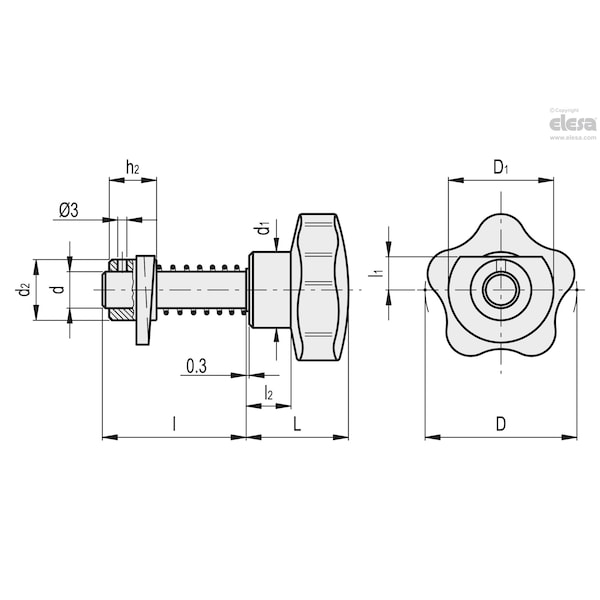 Elesa Cam latches with knob, VCK.50-46+G-D - VCK.