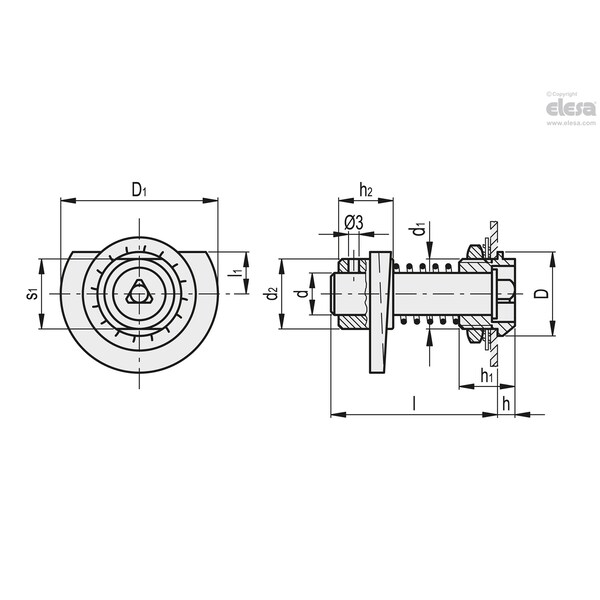 Elesa Cam latches with key, BOCK.25-64-S - BOCK