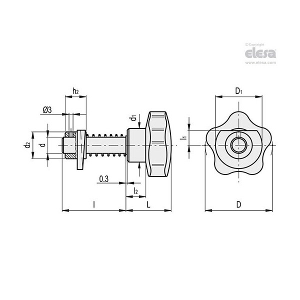 Elesa Cam latches with knob, VCK.70-64+G-S - VCK.