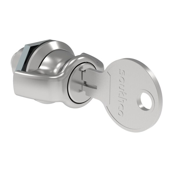 Southco Fixed Grip Cam Latch, Mini, Key-Locking, Wing Knob, Sealed, Zinc Alloy, Chrome Plated, Bright - E5-M-312-UU1-11