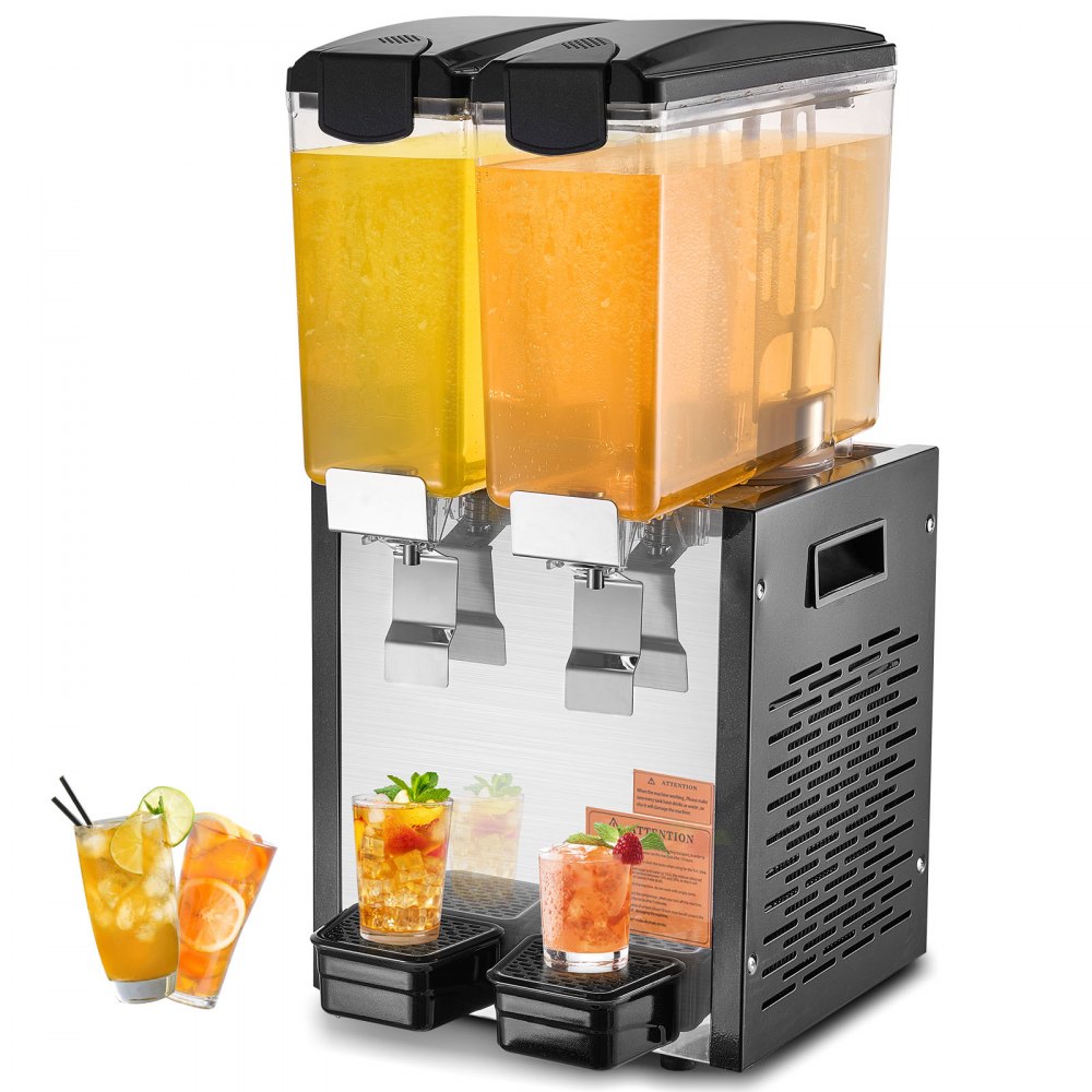 VEVOR Commercial Beverage Dispenser 10L x 2 Tanks Cold Juice Ice Drink Dispenser - SYYLJJBSJXS1LN0XAV1