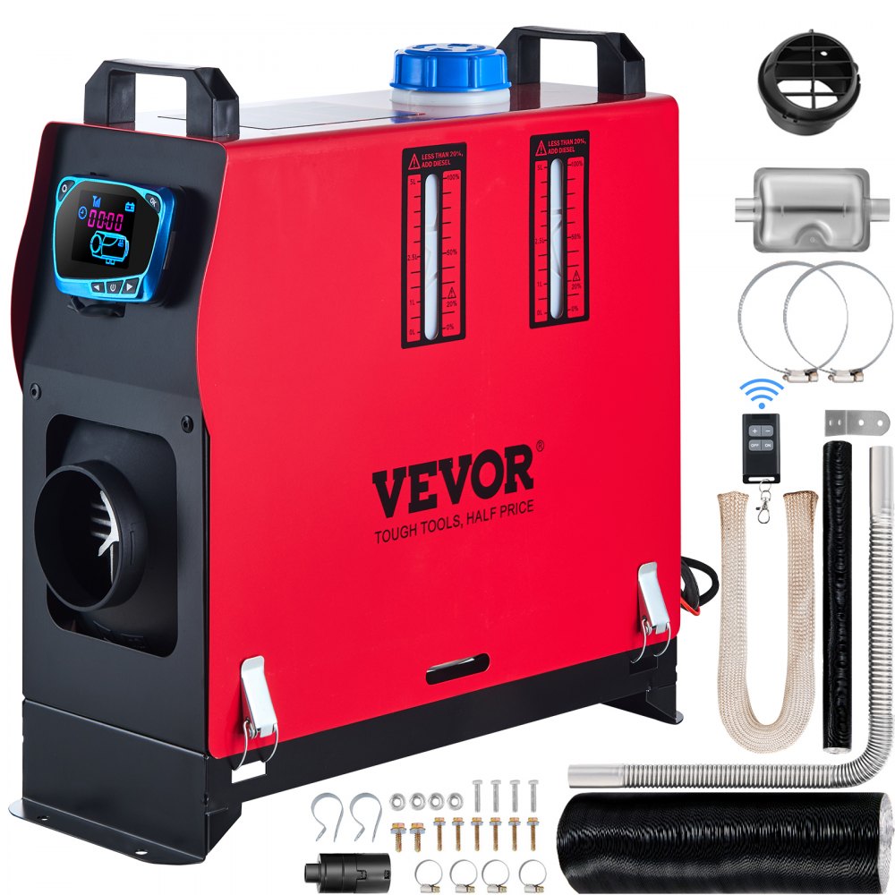 VEVOR 8KW Diesel Air Heater All in One 1 Air Outlet Diesel Heater 12V Remote Control Parking Heater Silencer with Blue LCD Switch for RV Trucks Bus and Trailer - ZCJRQYTJ8KWDFKLYJV0