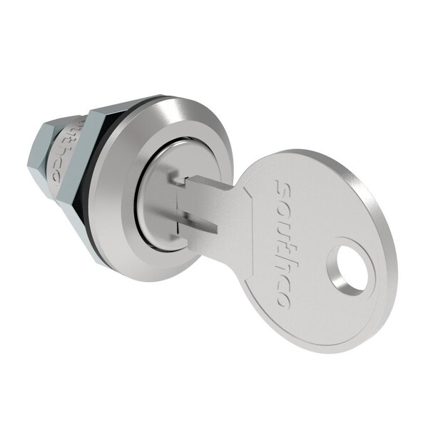 Southco Fixed Grip Cam Latch, Mini, Key-Locking, Sealed, Zinc Alloy, Chrome Plated, Bright - E5-M-402-UU1-11