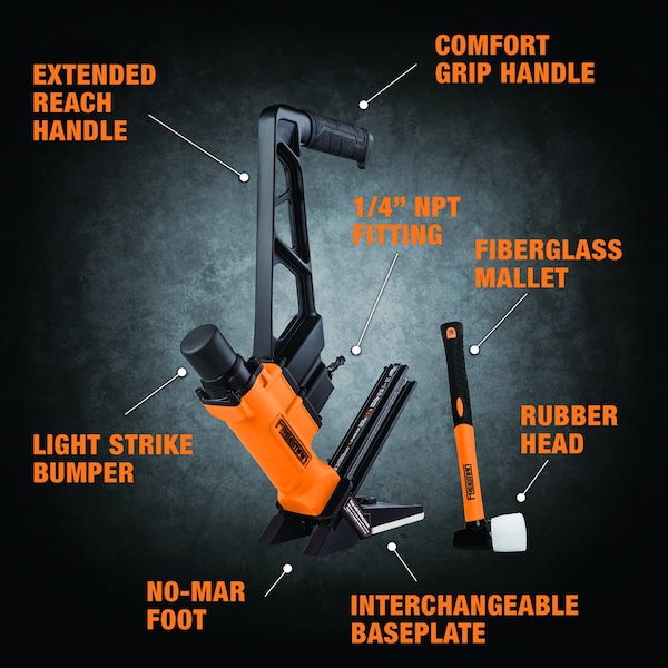 Freeman 18-Gauge 1-3/4" L-Cleat Flooring Nailer with Fiberglass Handle Flooring Mallet - G2F18GLCN