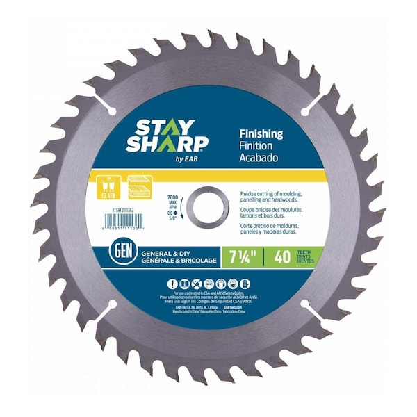 Muebles Para El Hogar 7.25 in. x 40 Teeth Finishing Saw Blade - Recyclable - MU3356298