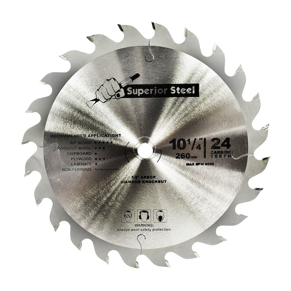 Superior Steel 10-1/4 Inch x 24 Teeth Framing Circular Saw Blade - 25033