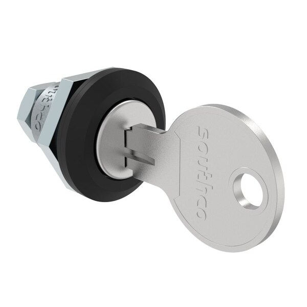 Southco Fixed Grip Cam Latch, Mini, Key-Locking, Sealed, Zinc Alloy, Powder Coat, Black - E5-M-405-UU1-11