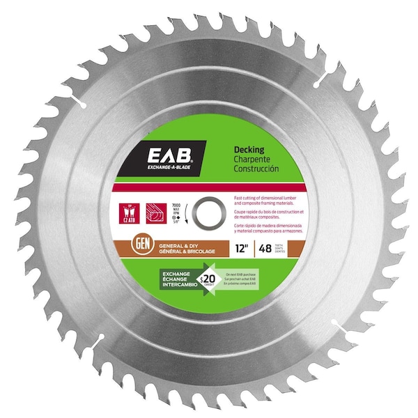 Exchange-A-Blade 12 in. x 48 Teeth Framing Decking Saw Blade - Recyclable Exchangeable - 1011922