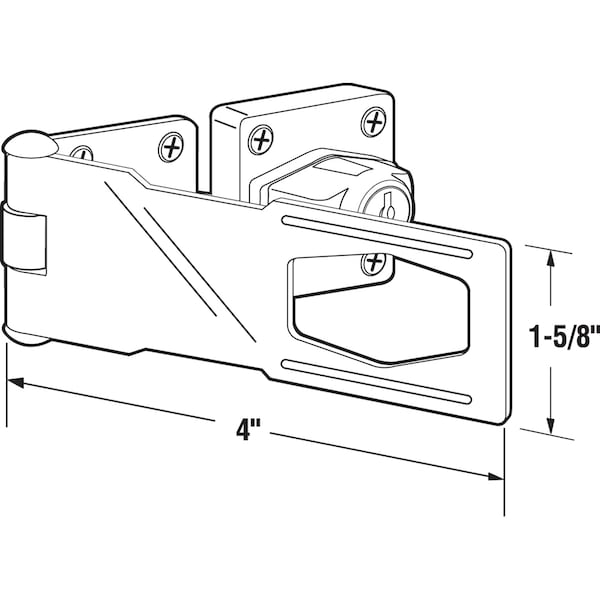 Prime-Line Keyed Hasp, 4 in. x 1-5/8 in., Steel, Chrome Plated, Twist Knob - U 9951
