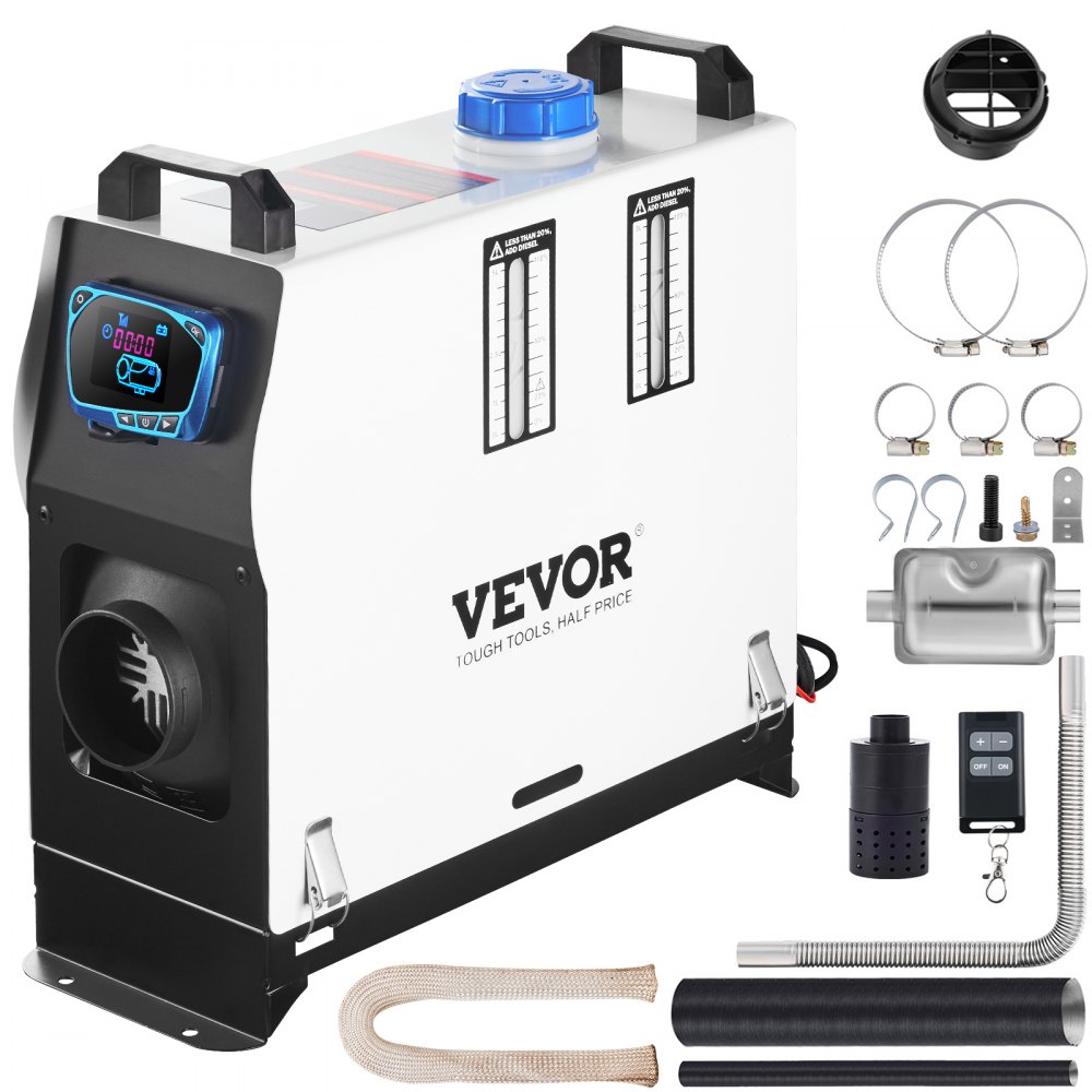 VEVOR Diesel Air Heater All In one, One Air Outlet, 8KW Diesel Heater 12V, Fast Heating, Diesel Parking Heater with Red LCD Switch, Remote Control For Car, RV Truck, Boat, Campervans and Caravans - ZCJRQ8KWHYJKGGYB1V0