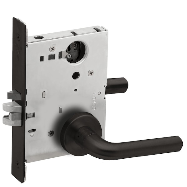 Schlage Grade 1 Storeroom Mortise Lock, Less Cylinder, 02 Lever, A Rose, Flat Black Coated Finish - L9080L 02A 622
