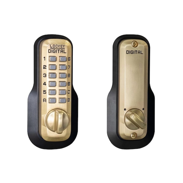 Lockey Usa Mechanical Keyless Deadbolt, Single Sided, M210, Satin Brass - M210SB
