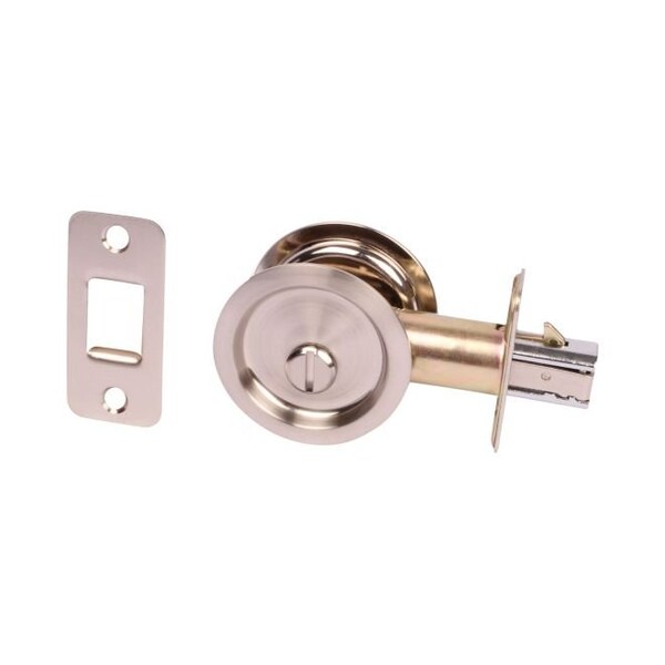 Pamex Privacy Round Sliding Door Lock with 2-3/8in Backset Standard Satin Nickel Finish - PF2P10