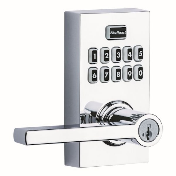 Kwikset Smartcode Keypad Electronic , Halifax Lever SmartKey , 6AL Latch, RCS Strike Bright Chrome Finish - 917HFL-26S