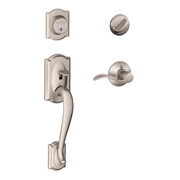 Schlage Schlage Camelot / Accent Satin Nickel Single Cylinder Handleset and Knob Right or Left Handed - F60VCAM619ACC