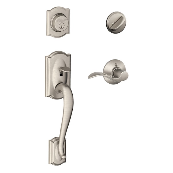 Schlage Schlage Camelot / Accent Satin Nickel Single Cylinder Handleset and Knob Right or Left Handed - F60VCAM619ACC