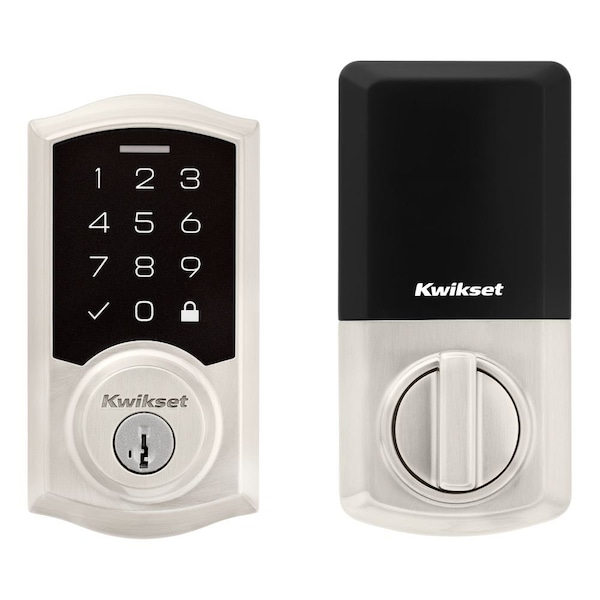 Kwikset Traditional SmartCode Touchpad Electronic Deadbolt SmartKey Satin Nickel Finish - 9270TRL-15S