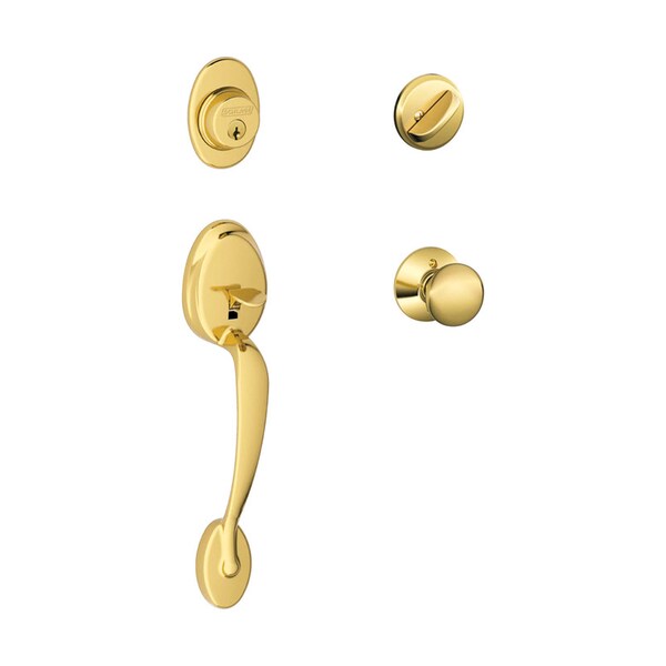 Schlage Schlage Plymouth Bright Brass Handleset Right or Left Handed - F60PLY605