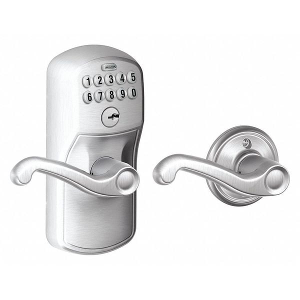 Schlage Residential Electronic Lock, Lever, Satin Chrome - FE575 PLY626FLA