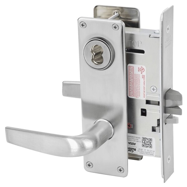 Corbin Russwin Classroom Mortise Lock, CS Lever, N Escutcheon, 6-Pin LFIC Less Core, Satin Chrome - ML2055 CSN 626 CL6