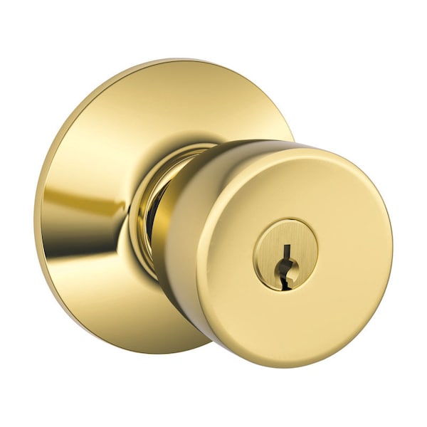 Schlage Schlage Bell Bright Brass Entry Door Knob 1-3/4 in. - F51VBEL505