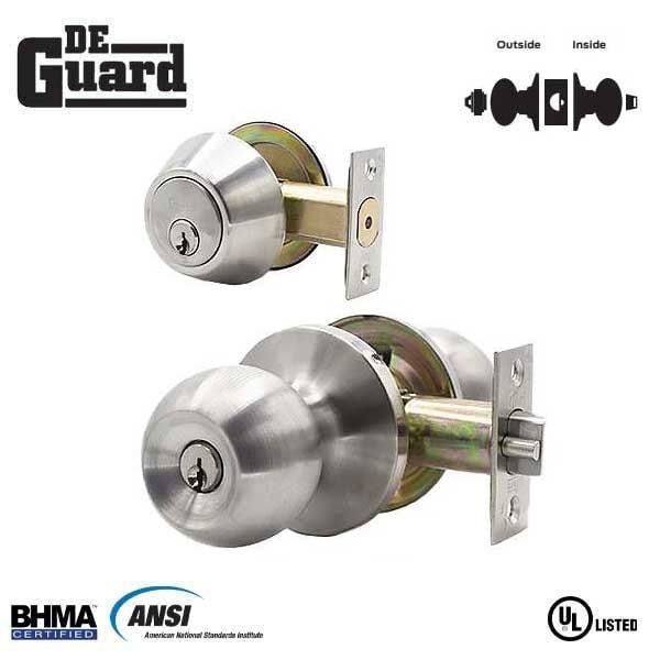 Deguard :Premium Entry Combo Lockset - UL Listed - KW1 Keyway - Stainless Steel Finish - DBL01-SS-KW1