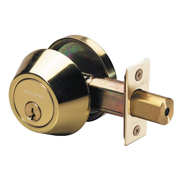 Master Lock Deadbolt, Polished Brass, Single Cylinder - DS0603KA