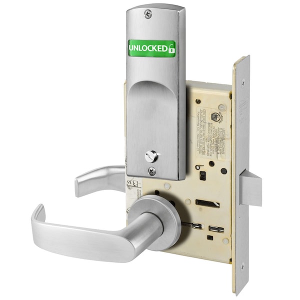 Sargent Grade 1 Bedroom or Bathroom Privacy Mortise Lock, L Lever, LN Rose, Indicator with Text, Visual Sing - V10-8265 LNL 26D