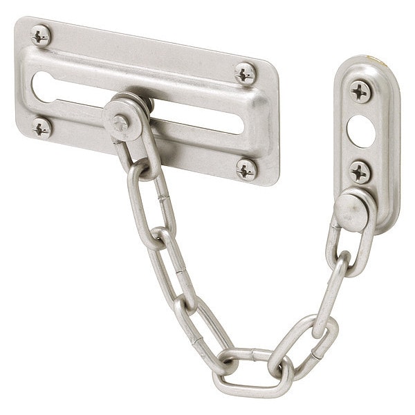 Primeline Tools Chain Door Lock, 3-7/16 in., Stamped Steel Construction, Satin Nickel Plated (2 Pack) - MP10386